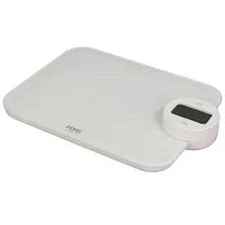 Perel Küchenwaage, digital, max. 5 kg, ohne Batterien, Tara-Funktion, automatische Abschaltung, LCD-Anzeige, Überlastwarnung, Weiß