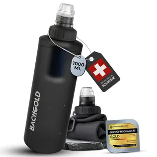 bachgold Bachgold® Squeeze Wasserfilter Outdoor – Ultraleichter Trinkwasserfilter mit Virus-Filtration für Camping, Survival, Notfall, Bushcraft | Filtert Viren, Bakterien & Mikroplastik (Grau, 1000ml)