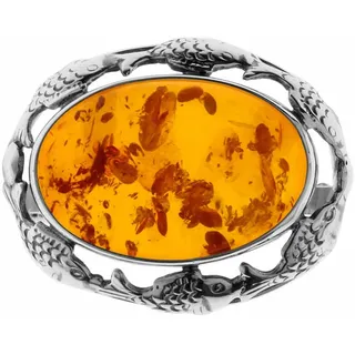 Brosche OSTSEE-SCHMUCK "Ostsee-Schmuck Brosche Fischland 31x25 mm", weiß, Broschen, Damen, Silber 925 (Sterlingsilber)