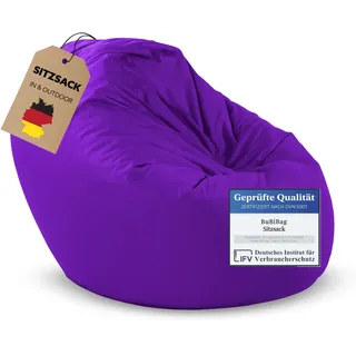 BuBiBag Sitzsack für Erwachsene -Indoor Outdoor XL Sitzsäcke, Sitzkissen oder als Gaming Sitzsack, geliefert mit Füllung (125 cm Durchmesser, lila)