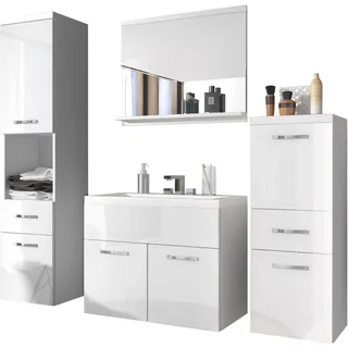 WELLTIME »ELDA«, (Komplett-Set, 5 St.), Waschtisch inkl. Waschbecken, Hochschrank, Badschrank und Spiegel