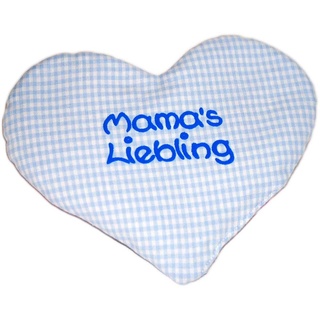 Herzkissen mit Spruch für Babys Wärmekissen mit Rapssamen Rapskissen mit Spruch Körnerkissen Personalisiertes Kissen zum wärmen, Größe: ca. 15x17cm (hellblau Mamas Liebling)