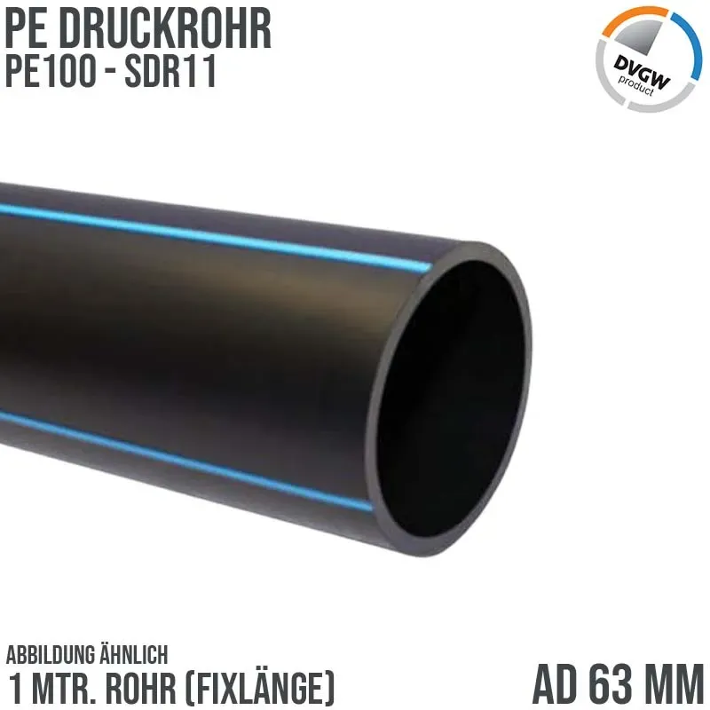 63 x 5,8 mm PE PP Rohr HD Druckrohr Trink Brauch Wasser PE 100 DVGW SDR 11 PN 16...