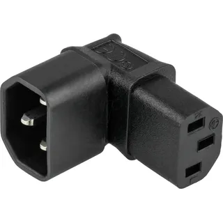 Kabelmeister Stromadapter Kaltgeräte-Stecker C14 an Kaltgeräte-Buchse C13, Oben/unten abgewinkelt, schwarz
