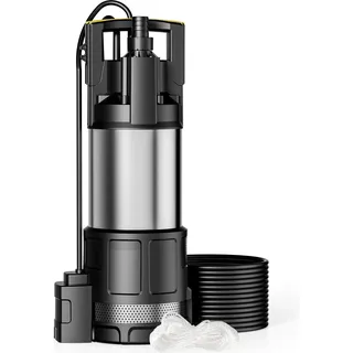 Wiltec Tauchpumpe 1200 W mit Trockenlaufschutz und Schwimmerschalter 6000 l/h