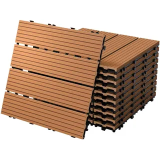 ECD Germany WPC Terrassenfliesen Hellbraun 30 x 30 cm 11 St.