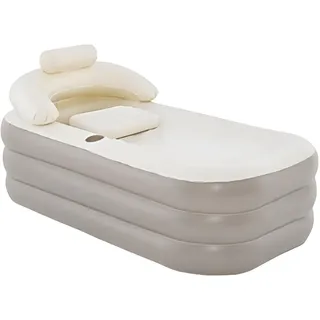 XLWLLNJ Aufblasbare Badewanne Faltbare Tragbare Badewanne mit Rückenstützkissen-Inkl. Getränkehalter-PVC Material-für Erwachsene Kinder-Für Innen & Außen, Braun
