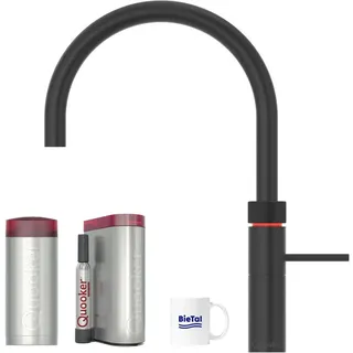 Quooker Fusion Round schwarz & COMBI Reservoire & CUBE gekühltes Sprudelwasser