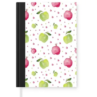 MuchoWow Notizbuch Apfel - Granatapfel - Aquarellfarbe - Design, Notebook, Notizblock a5, Tagebuch, Journal Liniert