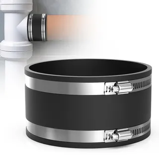 EFUTURETIME Flexible Gummimuffe 125mm aus EPDM mit Schlauchschellen Edelstahl, Rohrverbinder Gummi Innen φ 125mm Gummimanschette Lärmreduzierung für Lüftungsrohr, Staubabscheider, Kohlefilter