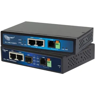 Allnet VDSL2 Punkt-zu-Punkt-Bundle über 2-Draht-Verbindung, unmanaged: "ALL-MC116VDSL2+ALL-MC116SPV" & Slave PoE bis 160 Mbit/s