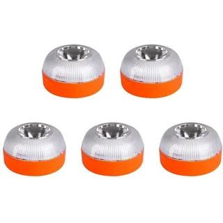 Juqoyue 5er-Pack V16 Notfall-LED-Taschenlampen & Gelb Warnlampen mit Magnetfuß Verkehrssicherheitsleuchte