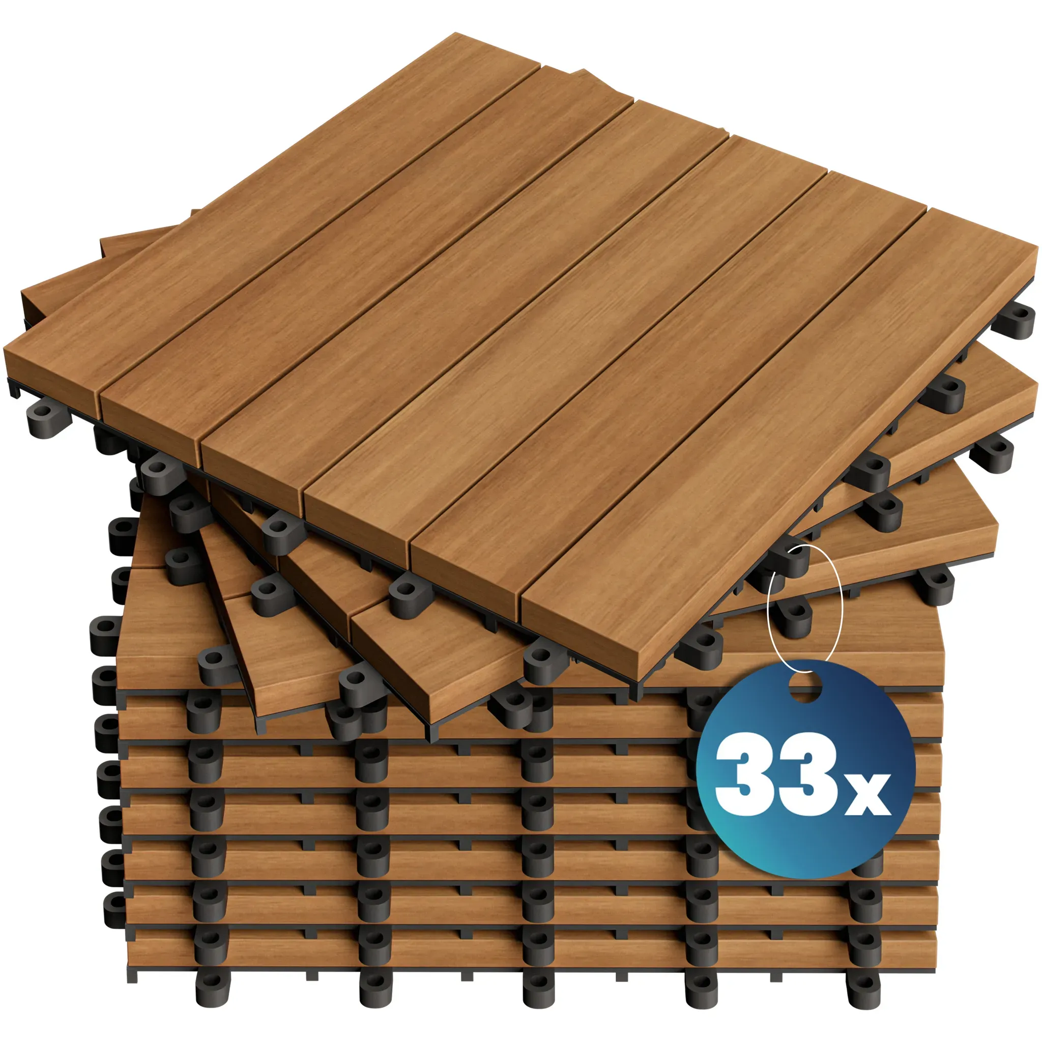 Holzfliese Akazienholz FSC®-zertifiziert 33er-Set 30x30cm