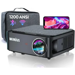 WIMIUS Beamer, Full HD 1080P 1200 ANSI Lumen Beamer 5G WiFi Bluetooth Beamer Heimkino 4K Unterstützung, LED Video Beamer Outdoor 300 '' Display, kompatibel mit Fire Stick,Smartphone,PS5 Projektor