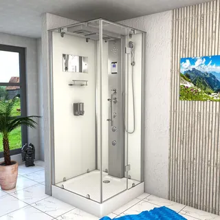 AcquaVapore Dampfdusche Duschtempel Sauna Dusche Duschkabine D38-10R2 90x90 cm ohne 2K Scheiben Versiegelung