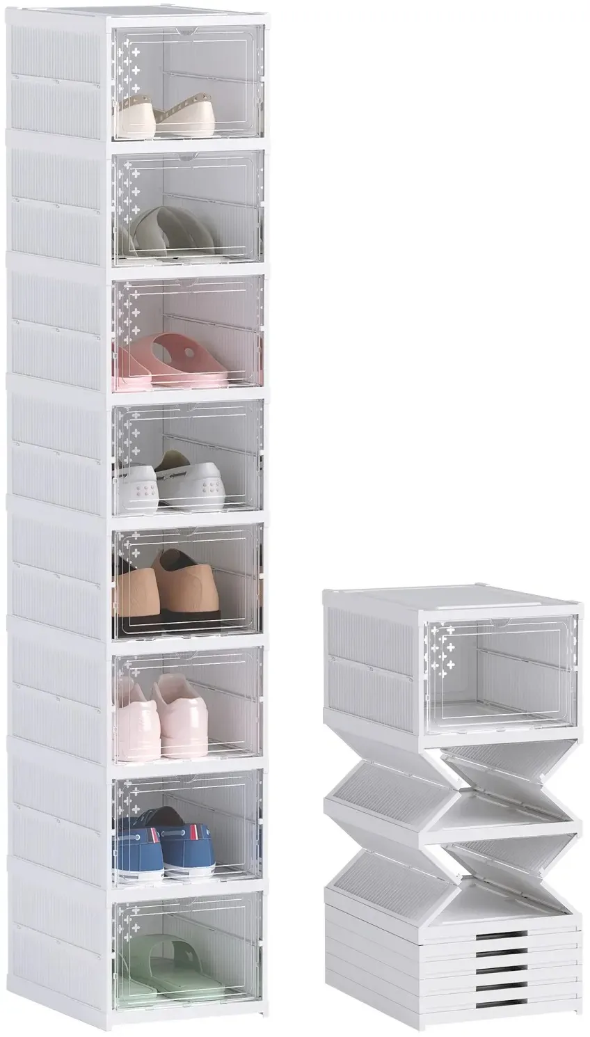 HOMCOM Schuhboxen Kunststoff ABS 35L x 26B x 140H cm Weiß