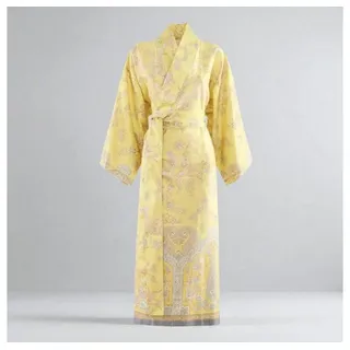 Bassetti Kimono Kimono Indian Roses Y1 von Bassetti L/XL, Mako Satin, im Geschenkkarton, mit Bindegürtel gelb
