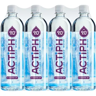 ACTIPH Ionisiertes Alkalisches Quellwasser pH 9+ Gereinigt mit Elektrolyten – Rein und Sanft - 12 x 1 L PET-Flaschen