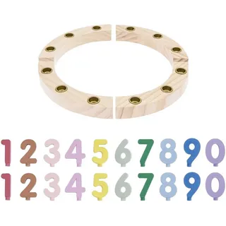 Rico Design Premium Set Holzring aus Kiefernholz mit Holzzahlen, bunt