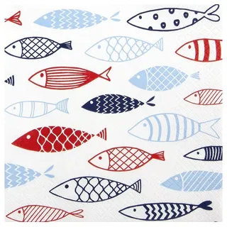 Home fashion Papierservietten "Fische", 33 x 33 cm, 20 Stück