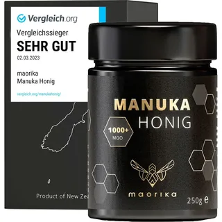 Manuka Honig 1000 MGO + 250g im Glas (lichtundurchlässig, kein Plastik) Original aus Neuseeland