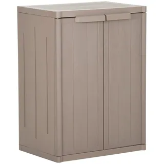 Festnight Gartenschrank Kunststoffschrank Haushaltsschrank Spindschrank Terrassenschrank Balkonschrank Putzschrank 2 Türen und 2 Regalen Braun 65 x 45 x 88 cm