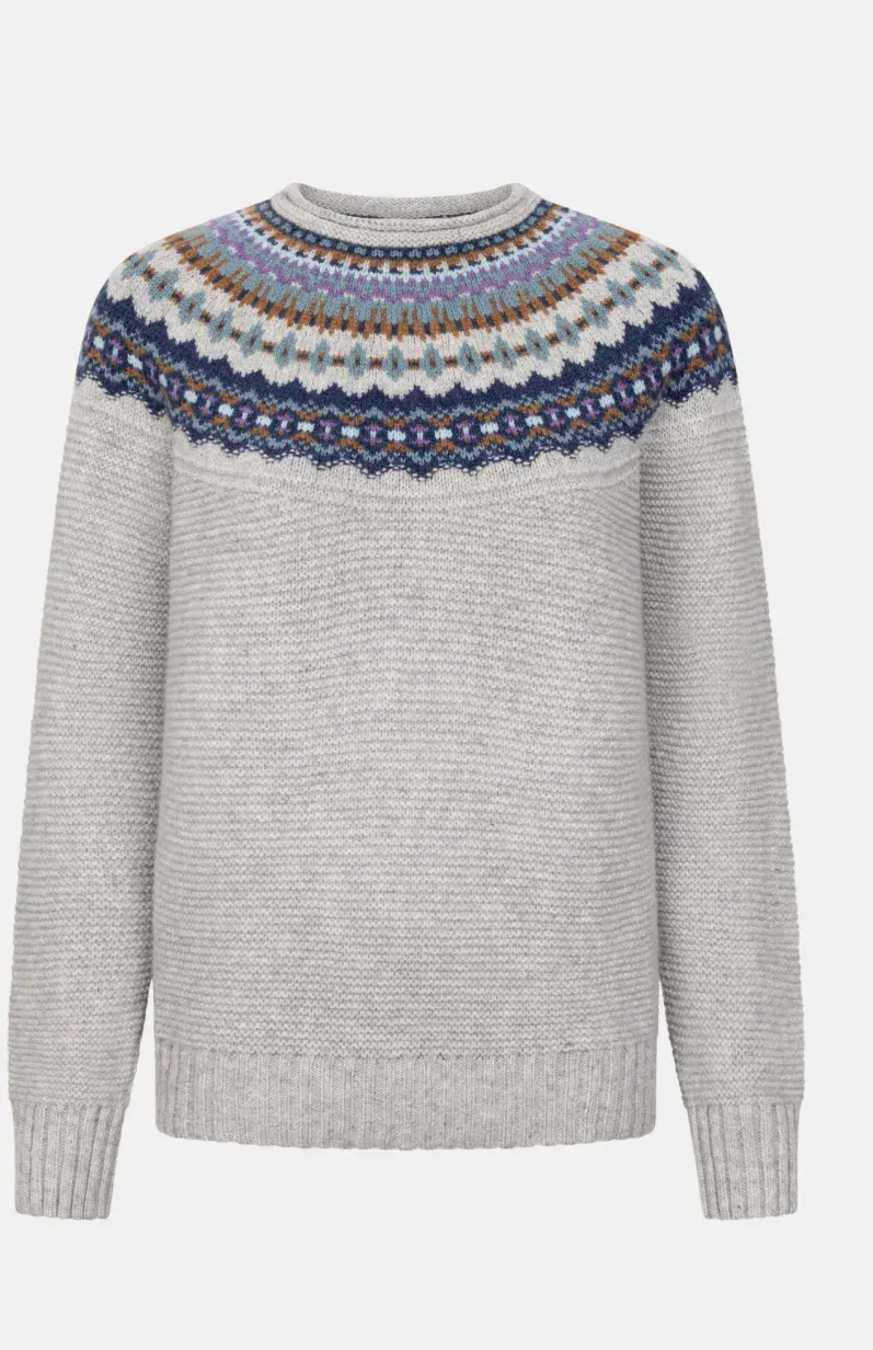 ERIBÉ Pullover Stoneybrek Damen Blau Grau Fairisle