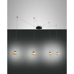 Fabas Luce LED Pendelleuchte ARABELLA 2 inkl. SMART LUCE, 4-flammig, 32W 3000K 3020lm, dimmbar, amber FAB-3547-49-125-01