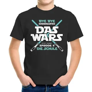 MoonWorks Print-Shirt Kinder T-Shirt Jungen Bye Bye Kindergarten Das Wars jetzt kommt schwarz 122-128 (7-8 Jahre)