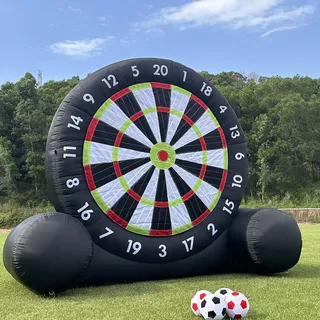 Inflatable Fussball Dart Board Game Outdoor - 3m High Adhesive Dartscheibe Outdoor with 8 Football Balls 370W Blower, Giant Football Dartboard Set for Garden Games, Large Target for Adults/Kids