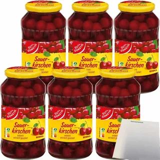 Gut & Günstig Sauerkirschen leicht gezuckert entsteint 6er Pack (6x680g Glas) + usy Block