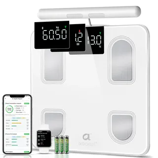 arboleaf Körperfettwaage mit Handsensoren einziehbar für Körperanalyse, Waage mit Körperfett und Muskelmasse Personenwaage 180kg/400lb mit App, Körperanalysewaage 26 Körpermaße