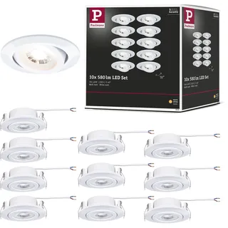 Paulmann LED Einbauleuchte 10er-Pack schwenkbar 82mm 70° 10x4,8W 10x450lm 230V 3000K Weiß matt