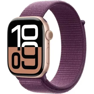Apple Watch Series 10 GPS 42 mm Aluminiumgehäuse roségold Sport Loop pflaume