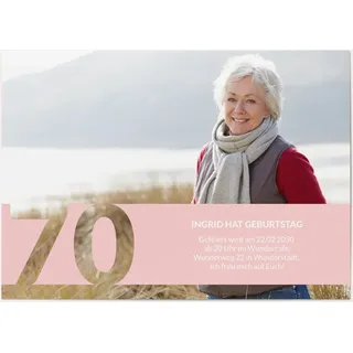 Einladungskarten zum 70. Geburtstag Rosa online gestalten und bestellen - Schablone in Rosa | Wunderkarten.de
