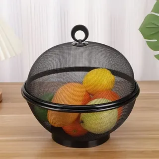 Obstkorb Mit Moskitonetz, Moskitonetz, Obstschale, Metall Mit Deckel, Fruchtfliegenschutznetz, Moderne Obstaufbewahrung, Schwarz