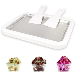 climafusion Eisplatte Eis Rolls zum Eis Machen DIY, Ice Cream Machine rolls maker mit 2 Spateln, Gelato Rollmaschine für Kinder Familie Weiß