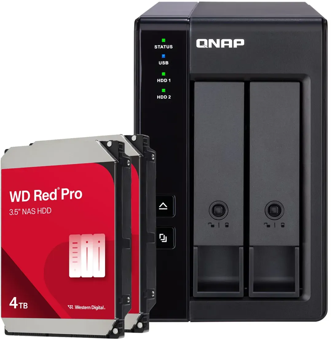 QNAP TR-002 8TB WD Red Pro HDD NAS-Bundle NAS-Erweiterungsgehäuse inkl. 2x 4TB WD Red Pro HDD 3.5 Zoll SATA