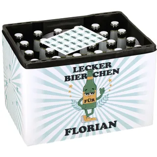 Herz & Heim® Geburtstagsgeschenk Männer DIY - Banderole für Bierkasten mit Aufklebern für Kronkorken (Lecker Bierchen)