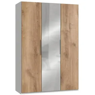 Level 150 x 216 x 58 cm Plankeneiche Nachbildung/weiß mit Spiegeltüren