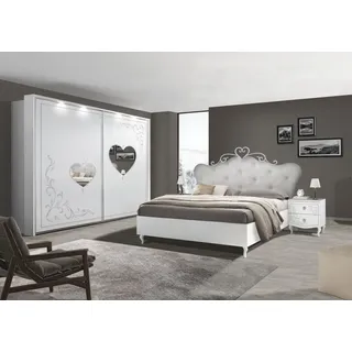 möbelando Schlafzimmer-Set Salvina 4-teilig, (4-teilig), in weiß. weiß