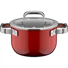 Kochtopf WMF "Fusiontec Mineral Pro", rot, B:28cm H:21cm L:25cm Ø:16cm, Töpfe, Kochtopf, kratzfeste Oberfläche, wärmereduzierende Hohlgriffe, Made in Germany