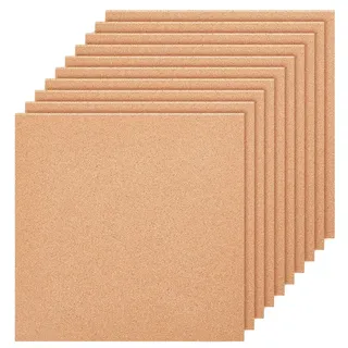 BENECREAT 10 Packung 300x300 mm Korkplatte, 1 mm Dicke Korkplattenfliesen Quadratische Korkfliesen Untersetzer Korkplatten Fliesen Für Pinnwände, Wandschmuck, DIY Handwerk