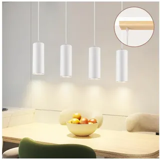GBLY - Pendelleuchte 4 Flammig GU10 Esszimmerlampe - Esstischlampe Holz Weiß Hängelampe Metall Pendellampe für Esszimmer Esstisch Küche Café