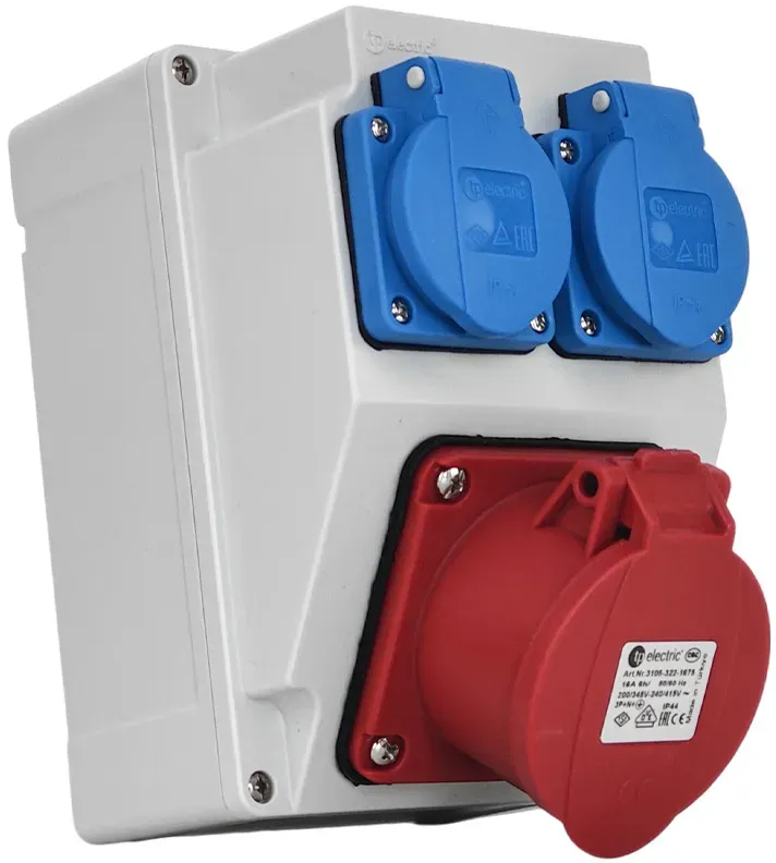 Baustromverteiler Gehäuse ohne Verkabelung 16A 400V 2x 230V Schuko Leergehäuse mit Steckdosen TpE 3317-200-5000
