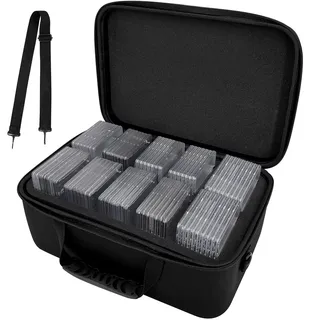 Graded Card Case Storage Box Fits for 64 Graded Sports Trading Cards, Slab Card Holder Organizer for CSG, BGS, FGS, PSA, SGC, Toploaders Football card with Removable Thick Foam Slots (Tasche Only)