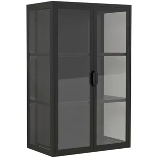 MID.YOU Hängevitrine Flokas, Schwarz, Metall, 2 Fächer, 60x95x35 cm, hängend, Esszimmer, Vitrinen