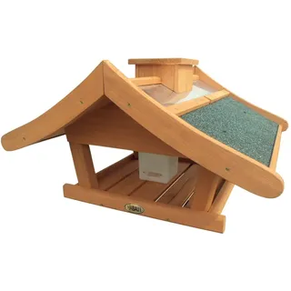 HABAU Vogelhaus Estland mit Futtersilo und Ständer - Futterhaus mit Dach aus Zinkblech und Bitumenpappe