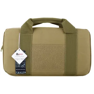 Huijukon Taktische Pistolentasche Pistolen Tasche Kurzwaffentasche Transporttasche für Pistolen und Revolver, Sowie Zubehör (Khaki)