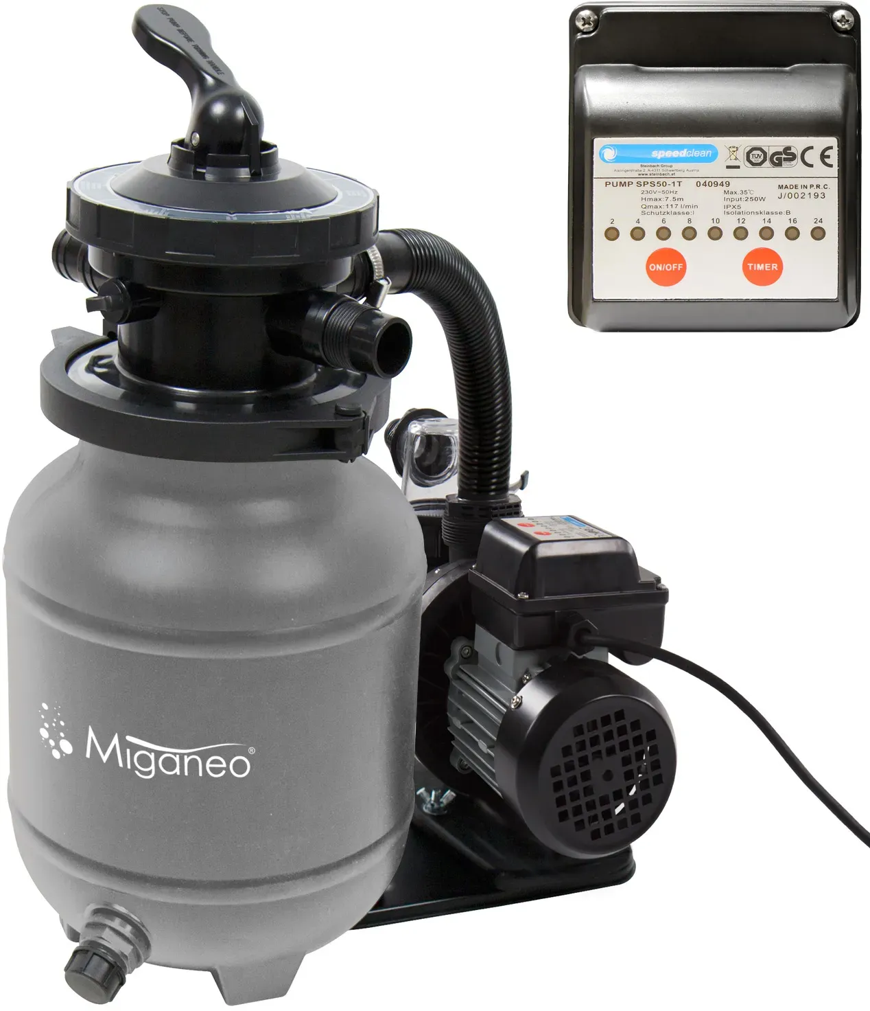 Miganeo Sandfilteranlage Dynamic 7000 Speed Clean | grau | 6,3 m3/h Leistung